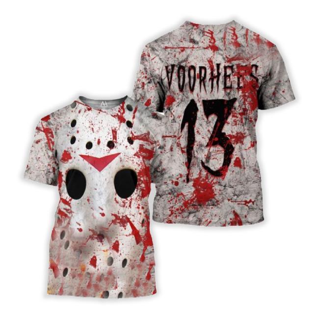 Official Hot Trend Awesome Voorhees Horror Blood Shirt 3D All Over Printed