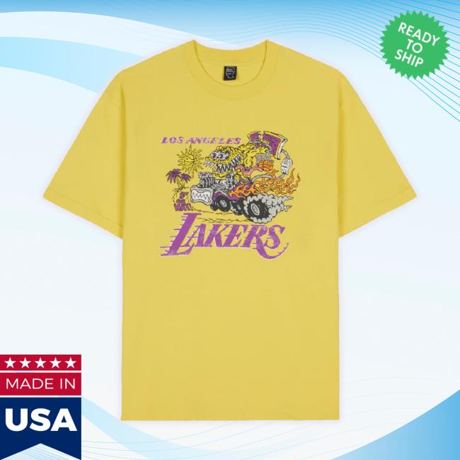 Official Weare Brain Dead Merch Store Brain Dead X Nba Los Angeles Lakers Tee - Yellow Wearebraindead Shop