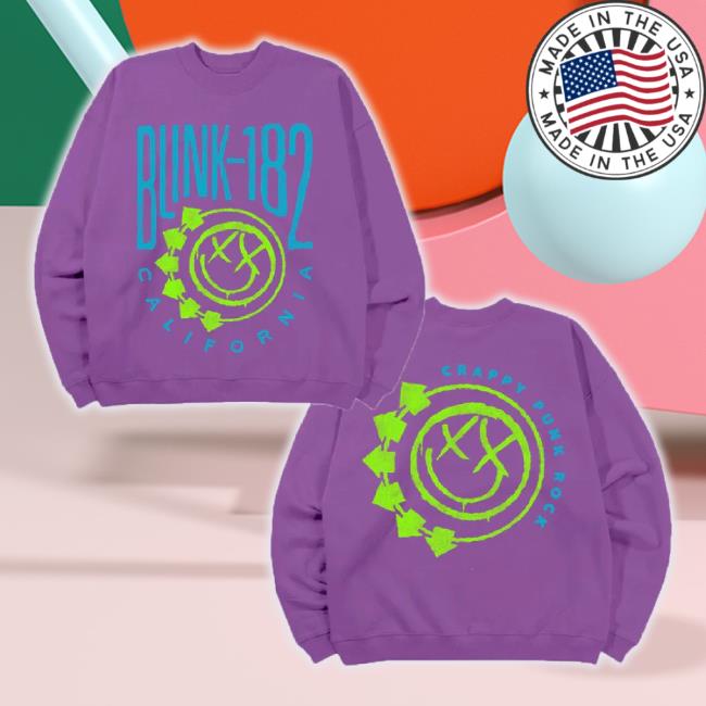 Original Blink182 Merch Store Blink182 Smiley Oversized Crewneck Unisex Sweatshirt - Pink Blink182merch Shop