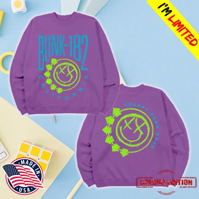 Original Blink182 Merch Store Blink182 Smiley Oversized Crewneck Classic Shirt - Pink Blink182merch Shop