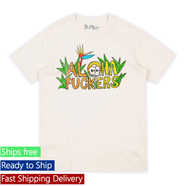 Original Pepper Live Merch Store Aloha Fuckers Skullconut White Long Sleeve Tee Smoke Pepperlive Apparel Clothing Shop