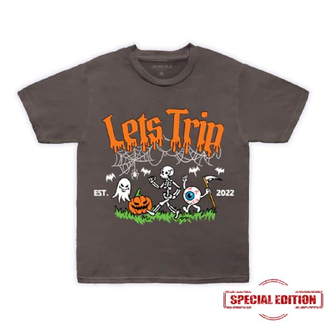 Official Sturniolo Clothing Merch Store Let's Trip Halloween T-Shirt - Vintage Grey Printsturnioloclothing Shop