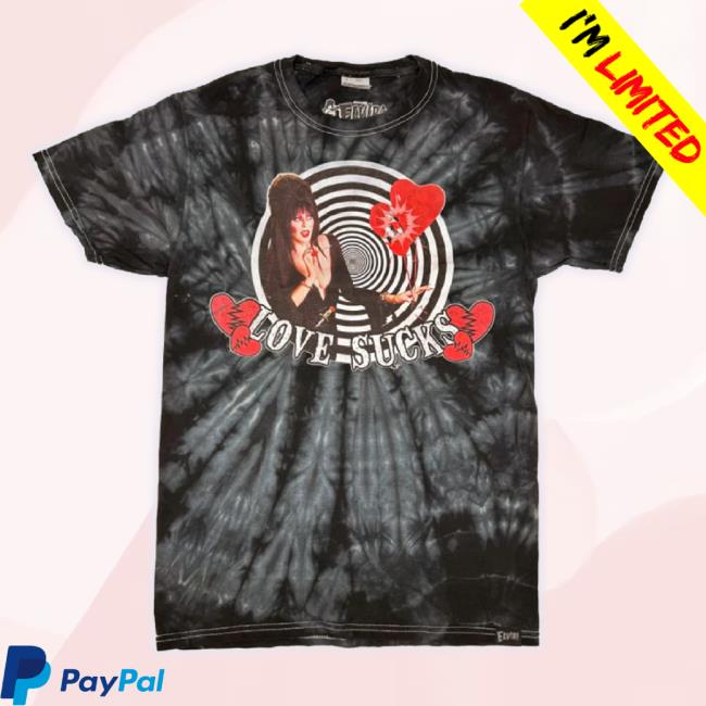Official Elviras Bootique Merch Store Elvira Love Sucks Black Tie Dye Sweatshirt Elvirasbootique Shop