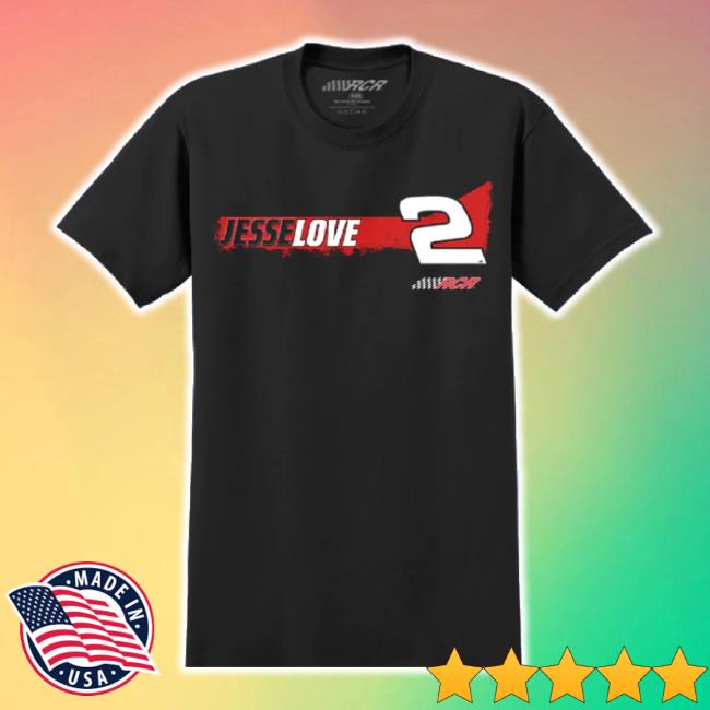 Trending Rcrracing Merch Store 2024 Jesse Love Whelen No. 2 Sided Black Car T-Shirt Rcrracing Shop