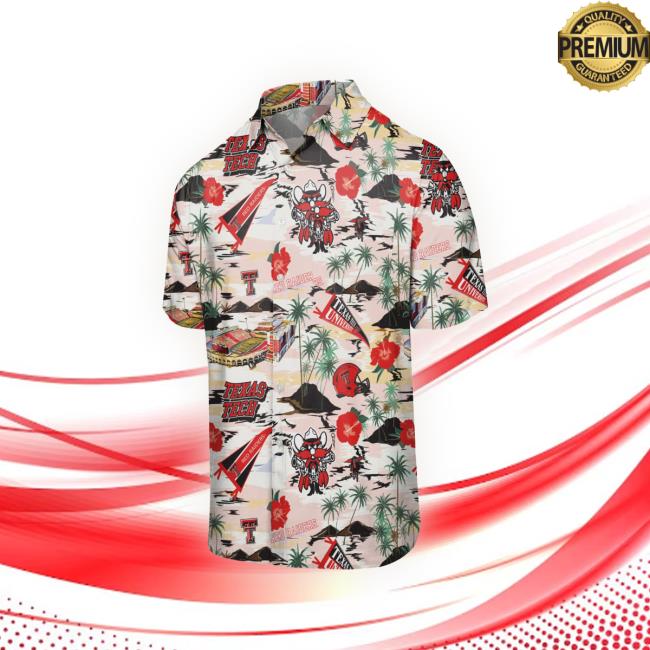 Official Texas Tech "Thematic Stadium Hawaiian" Button Down Hoodie