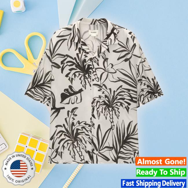 White Shirt With Palm Tree Print Tee Shirt