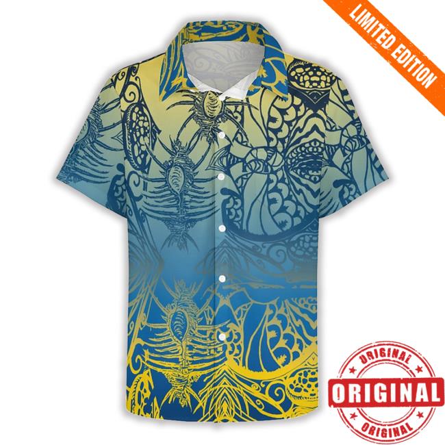 Conch Blue Men's Short Sleeve Hawaiian T Shirt