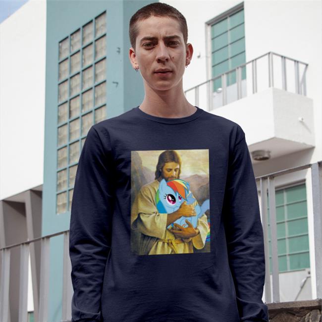 Jesus Holding Rainbow Dash T Shirt