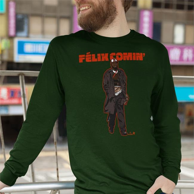 Félix Bautista Wearing Félix Comin' Tee Shirt