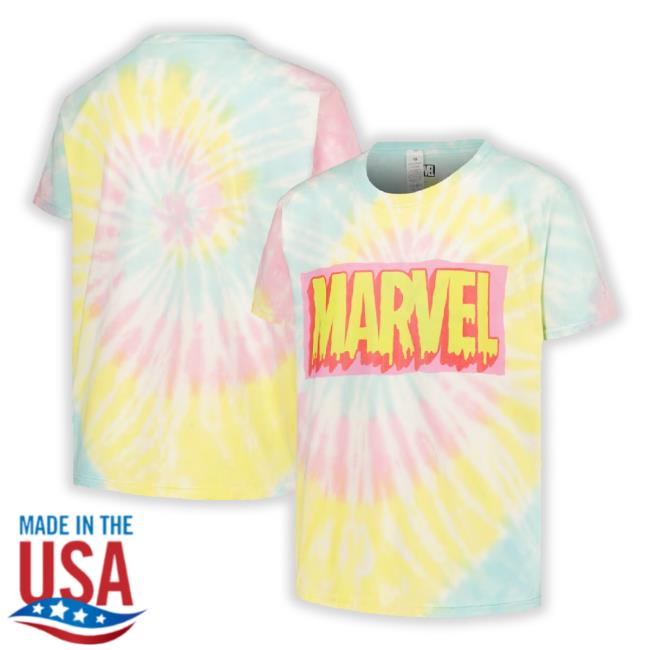 Official Marvel Youth Logo Drip Tie-Dye Graphic Sweaters