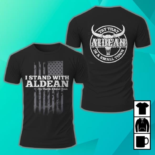 Black I Stand With Aldean Try That In A Small Town American Flag All Over Print 3D Tee Shirt