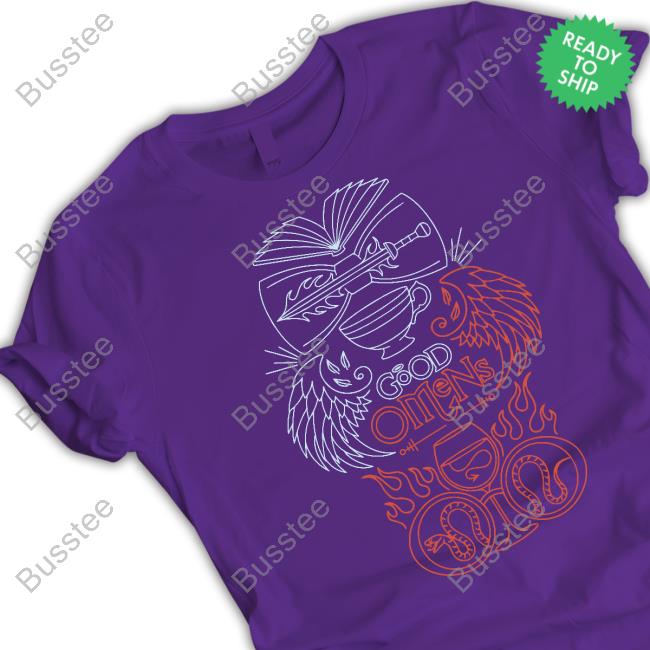 Autistjcgraham Good Omens Emblemi Blu E Rossi Maglietta Funny T Shirt