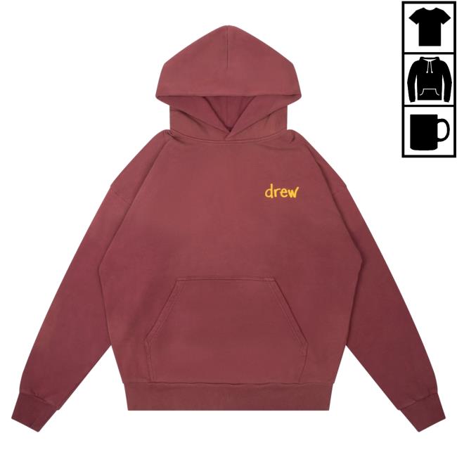 Official Drew House Merch Store Shop Scribble Crew Faded Maroon Drew House Apparel Clothing