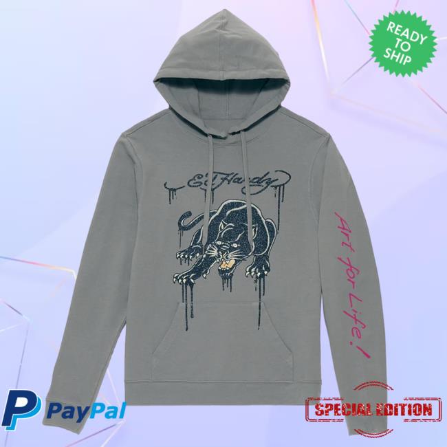 Official Ed Hardy Merch Store Glitter Crouching Panther Pullover Hoodie EdHardy Apparel Clothing Shop