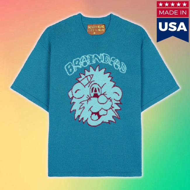 Official Weare Brain Dead Merch Store Anarchy Wink Short Sleeve Knit Shirt - Seafoam Wearebraindead Shop