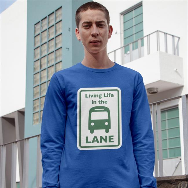 Vitally Trivial Living Life In The Lane Long Sleeve Tee Shirt Green