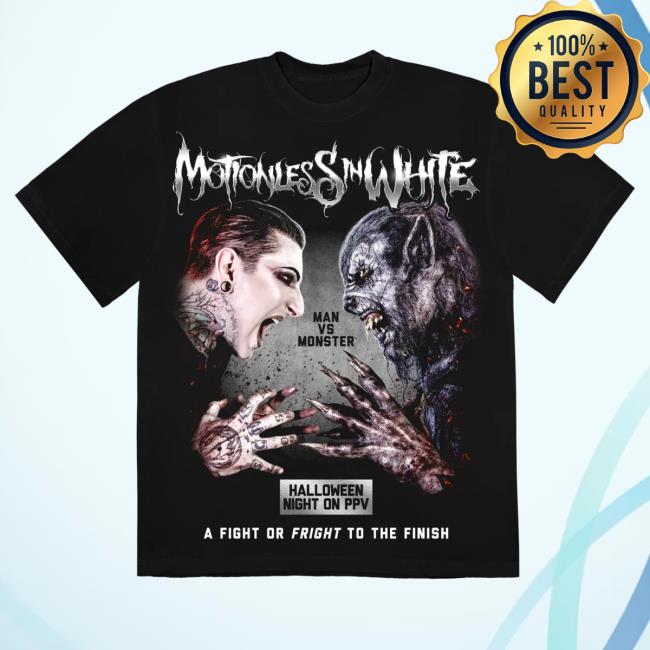 Official Motionless In White Miw Merch Store Man Vs Monster Top Shirt Black MotionlessInWhite MiwMerch