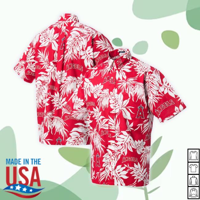 Men's Los Angeles Angels Reyn Spooner Red Aloha Button-Down Sweaters