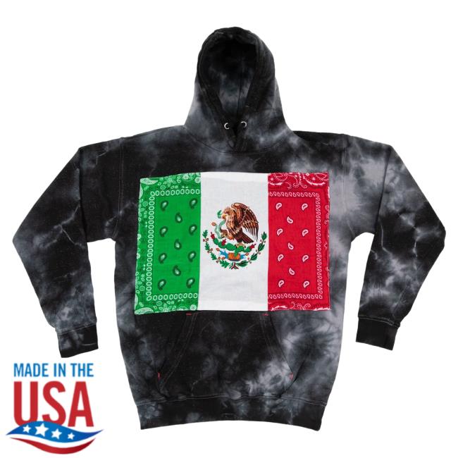 Official SnowThaProduct Clothing Merch Every Day Days Rcnstrct Studio x Snow Tha Product Mexican Flag Black Tie Dye Hooded Sweatshirt Everydaydays