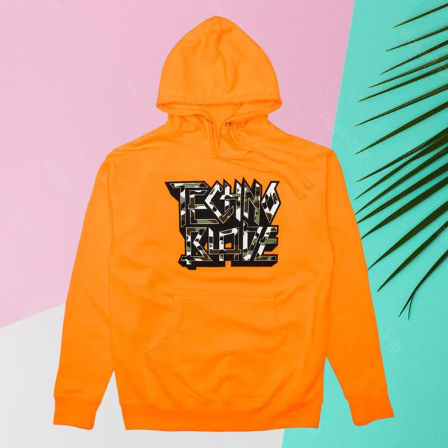 Official Technoblade Merch Store Camo Wordmark Sweatshirt Orange Technoblade Shop