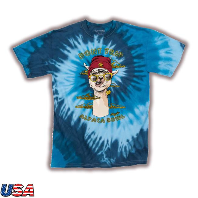 Dankgeek Stonerdays Don't Trip Alpaca Bowl Blue Tie Dye New Shirt
