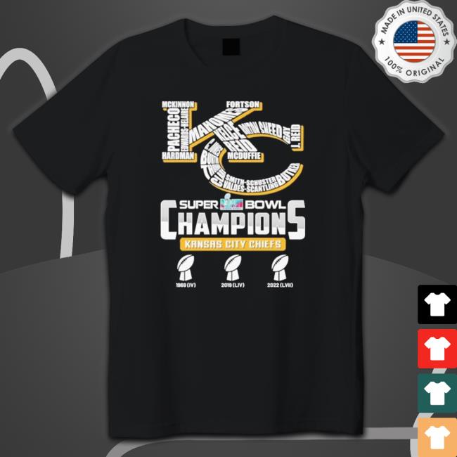 Kc Chiefs Super Bowl Champions Iv Liv Lvii T-Shirt