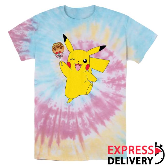 Official Kohls Apparel Clothing Store Shop Merch Pokémon Pikachu Sweet Caramel Apple Spiral Tie Dye Tshirt