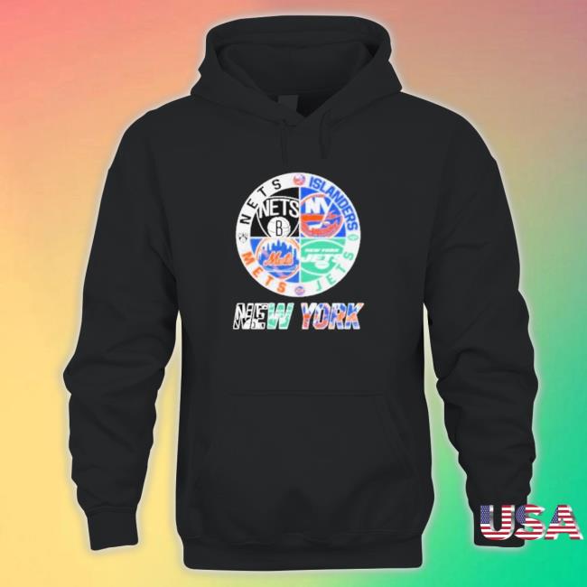 Official New York Nets New York Islanders New York Jets New York Mets New York City 2023 Logo T-Shirt