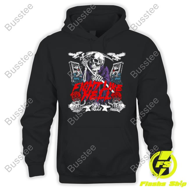 Grimkim Skeleton Fight Like Hell T Shirt