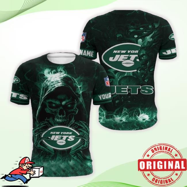 Custom Name New York Jets Death Fire 3D Long Sleeve Tee Aop For Men And Women