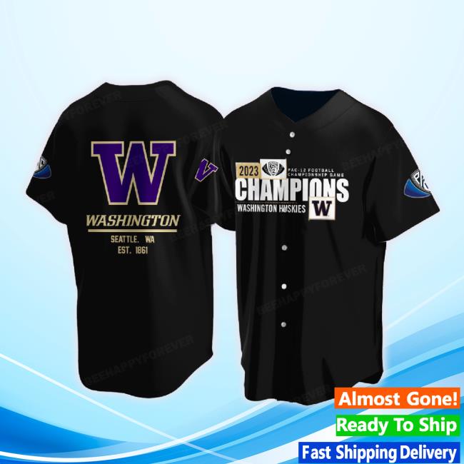 Official Washington Huskies 2023 Pac 12 Championship Game Black Design Baseball Jersey Hoodie Sweatshirt