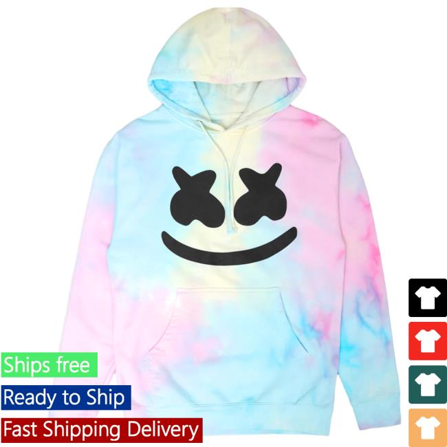 Official Marshmello Apparel Clothing Merch Store Marshmello Smile Tie Dye Pullover Hoodie Marsh Mello Shop