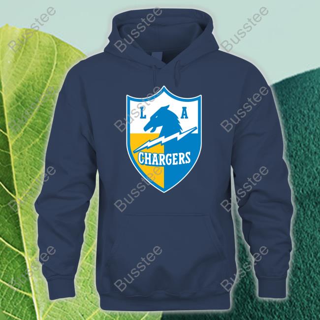Los Angeles Chargers Vintage Shield Logo Tee Shayla Wearing Los Angeles Chargers Vintage Shield Logo T Shirts