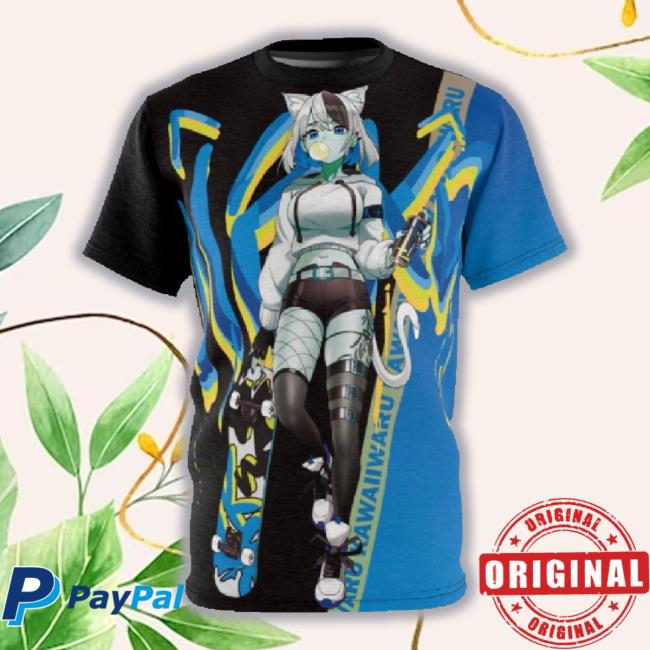 Tori - Icy Blue Raspberry - Neko Skater Anime Girl Unisex Aop Cut & Sew Unisex Sweatshirt