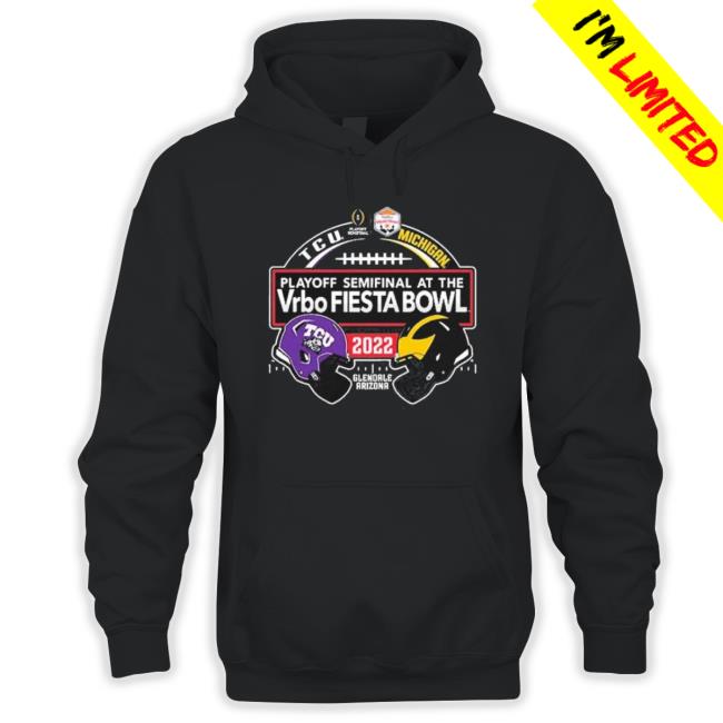 Michigan Vs Tcu Cfp Semifinal At The Fiesta Bowl 2022 Match Up Hooded Sweatshirt Michigan Vs Tcu Cfp Semifinal At The Fiesta Bowl 2022 Match Up Sweatshirt