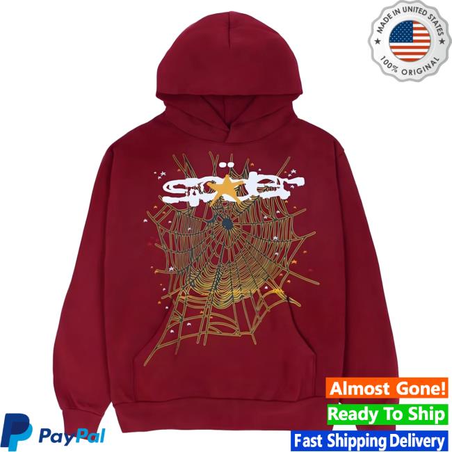 Official Sp5der Clothing Apparel Sp5der Logo Hooded Sweatshirt Maroon Sp5der Merch Store Shop