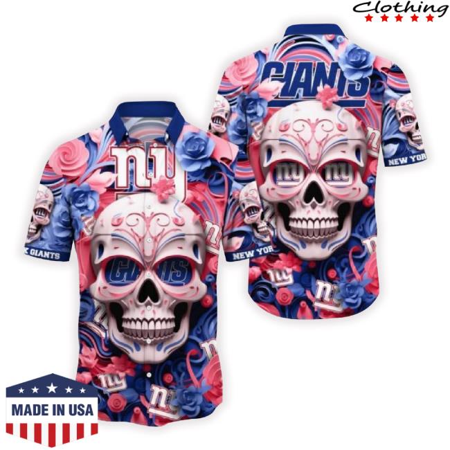 New York Giants Halloween Skull 3D Hawaiian Classic Shirt For Fans Gift Christmas Men And Women