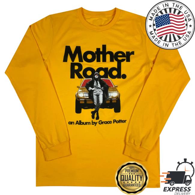 Official Hello Merch Store Grace Potter Mother Road Yellow LS T Shirt Hellomerch Gracepotter