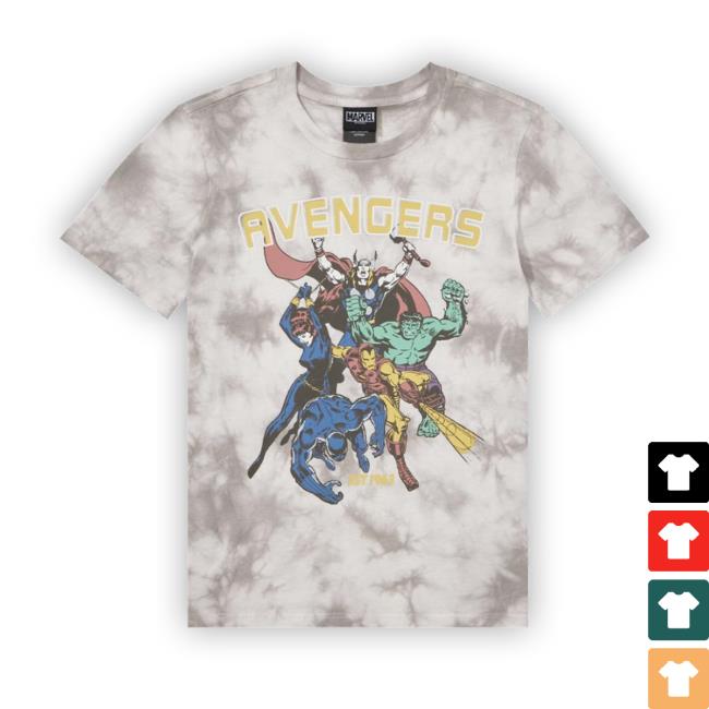 Official Marvel Avengers Group Portrait Tie-Dye Youth Classic Shirt