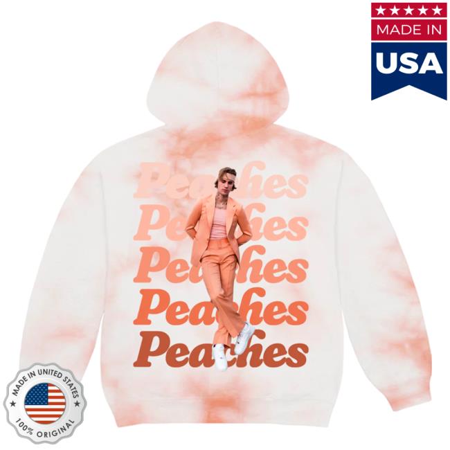 Official Justin Bieber Merch Store Shop Justin Bieber Peaches Tie Dye Hooded Sweatshirt JustinBieber Apparel Clothing