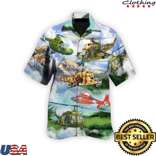 Official Teeviews Hawaiian Shirt For Helicopter Real Pilots Who Dont Need A Runway Mountain Sky Floral Design Hoodie