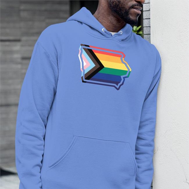 Iowa Outline Progress Pride Flag Shirt