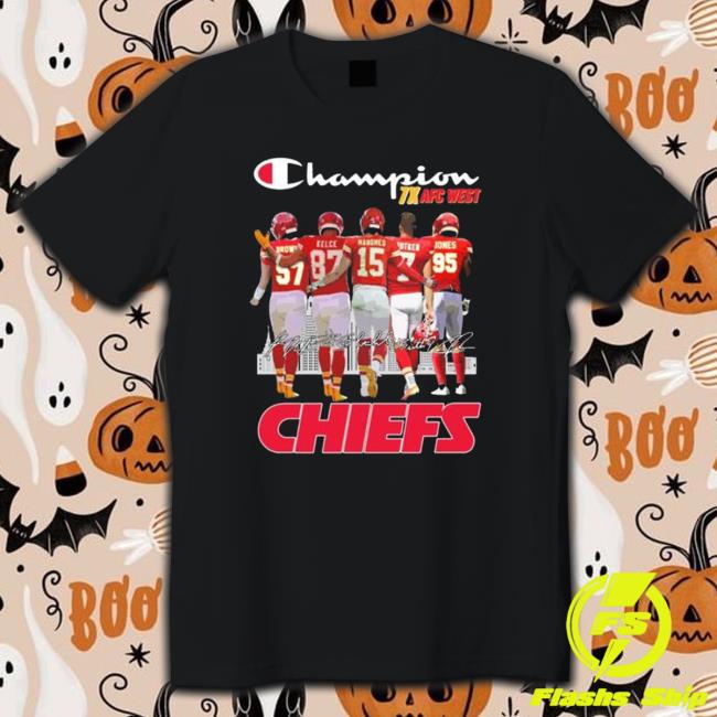 Champions 7X Afc West Brown Kelce Mahomes Butler And Jones Kansas City Chiefs Signatures Tee Shirt