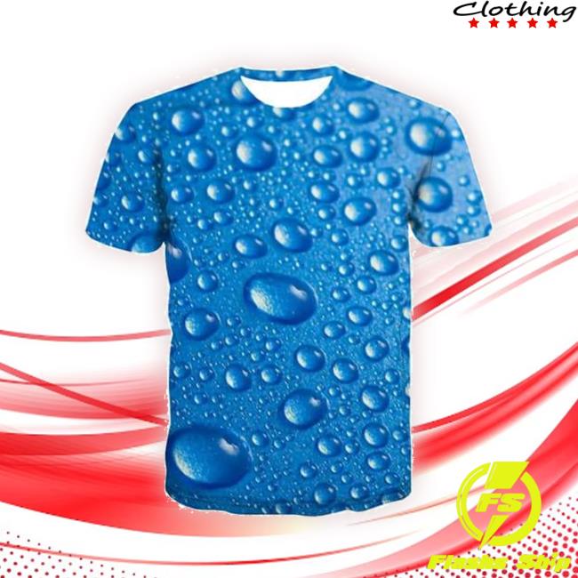 Kykuclothing Water T-Shirt Men Psychedelic Shirt Print Blue T-Shirts 3D Gothic Tshirts Novelty Harajuku Tees