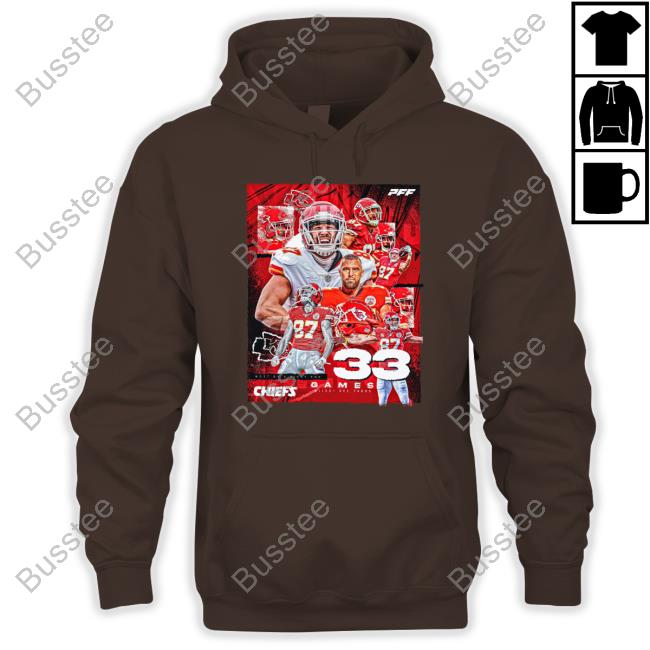 Most By Tight End Chiefs 33 Games Hoodie Travis Kelce Most By Tight End Chiefs 33 Games Hoodie