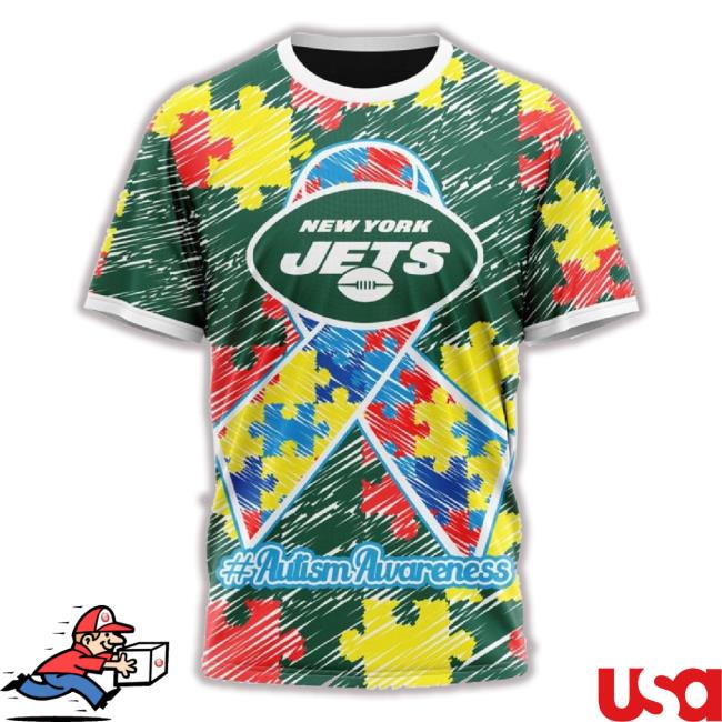 New York Jets All Over Print 3D T Shirt Puzzle Autism Awareness Classic Shirt