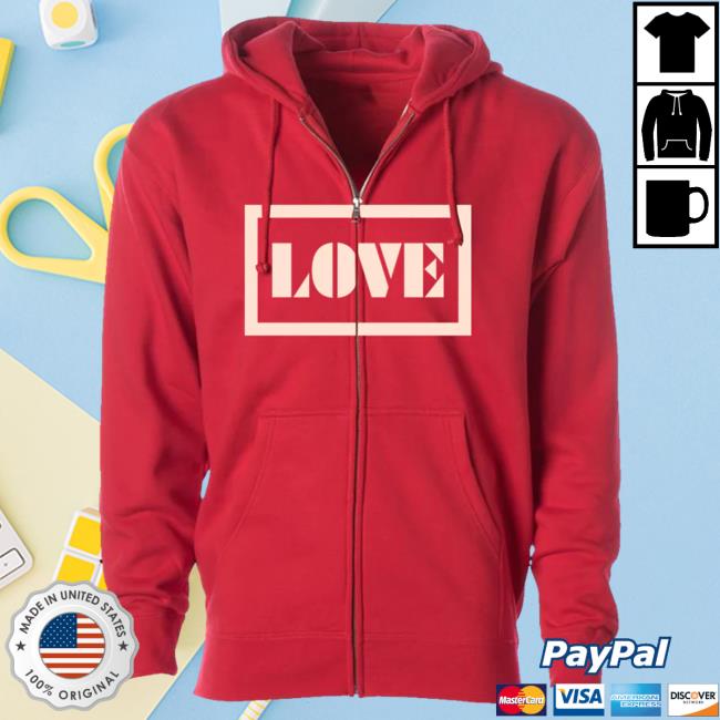 Common & John Legend Merch Store John Legend Love Zip Up Hooded Sweatshirt Red JohnLegend Shop