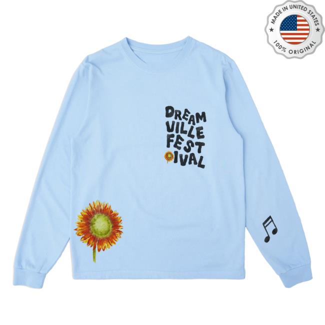 Official Dreamville Music Festival 2023 Merch Dv Fest L/S T Shirt Blue Magnolia Dreamville Records