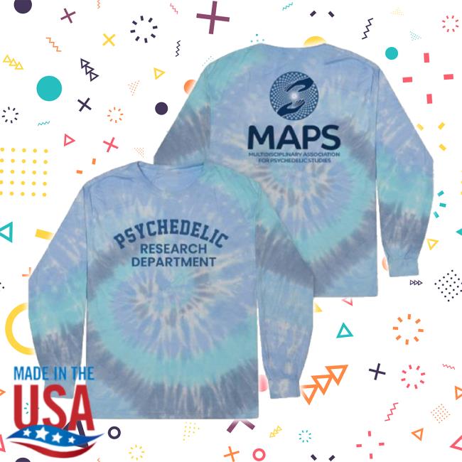Official Maps Merch Store Psychedelic Research Department Long Sleeve Tie-Dye Long Sleeve Tee (Blue) Maps Shop