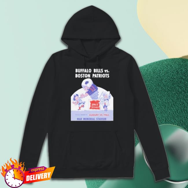 Official Buffalo Bills Vs Boston Patriots War Memorial Stadium Hooded Sweatshirt